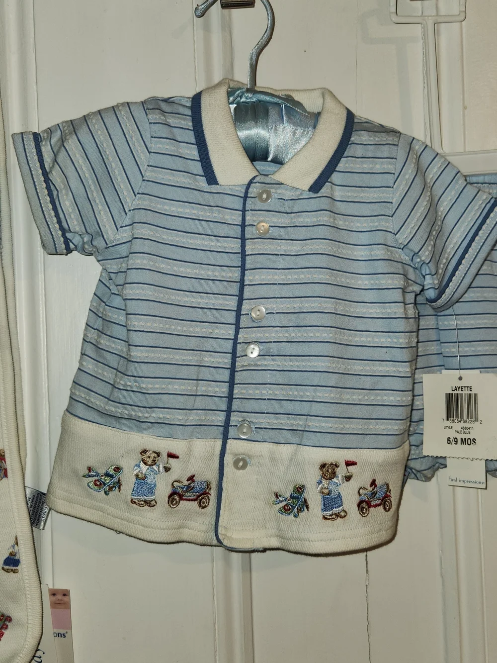 First Impressions Light Blue Striped Kids Pajama Set with Blanket